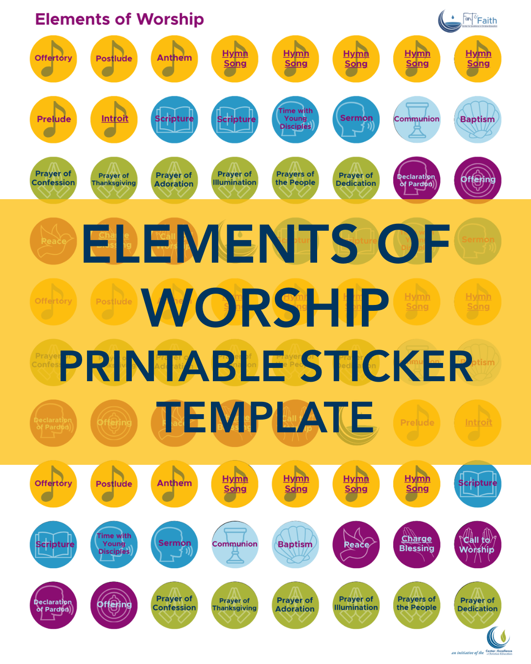 Elements of Worship Printable Sticker Template